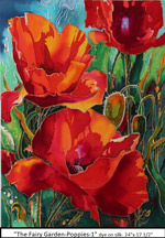 The Fairy Garden-Poppies-1, Dye on Silk